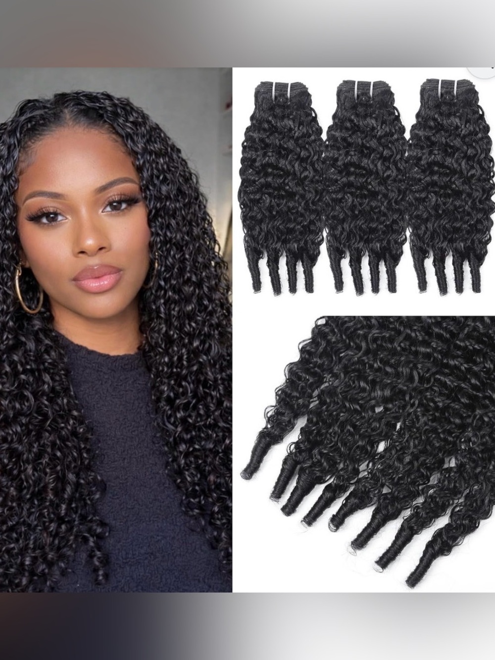 16” 18” 20” Natural Black Burmese Curly Bundles 100% Human Hair Weave Weft #086